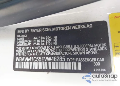 2014 BMW X1 Sdrive28I z USA, uszkodzony, nr VIN WBAVM1C55EVW48285